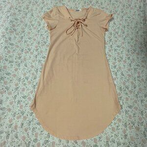 JJ Perfection Summer Dress - Women's Small - Peach - Lace-Up V-Neck